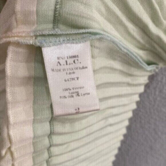 ALC Silk Plunge Feminine Mini Dress Contemporary Cocktail Party Holiday Pleated - Picture 7 of 8